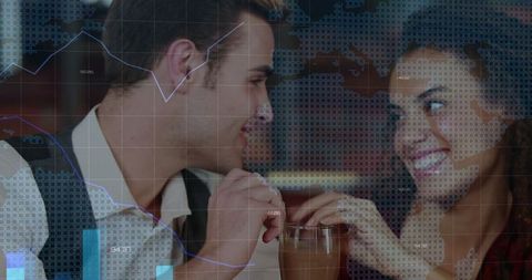 Romantic Couple Sharing Drink at Cozy Bar Counter