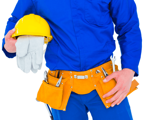 Transparent Close-Up of Construction Worker with Tools and Helmet - Download Free Stock Videos Pikwizard.com