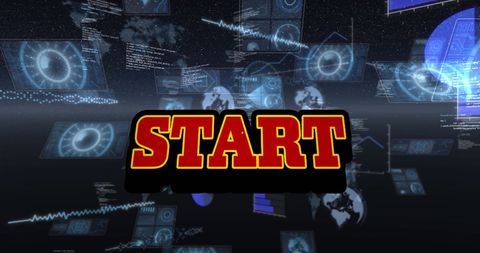 Start Text Overlay on Digital Data Background