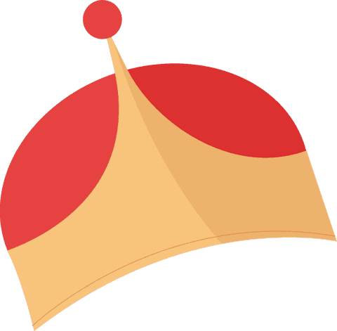 Red yellow flat party hat with transparent background