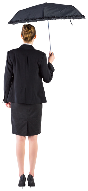 Businesswoman Holding Black Umbrella Isolated Against Transparent Background - Download Free Stock Videos Pikwizard.com