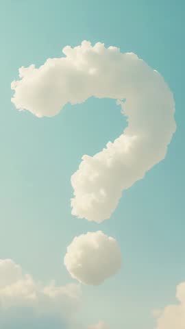 Drifting Question-Mark Cloud Forming Over Teal Sky Vertical Surreal Concept Footage