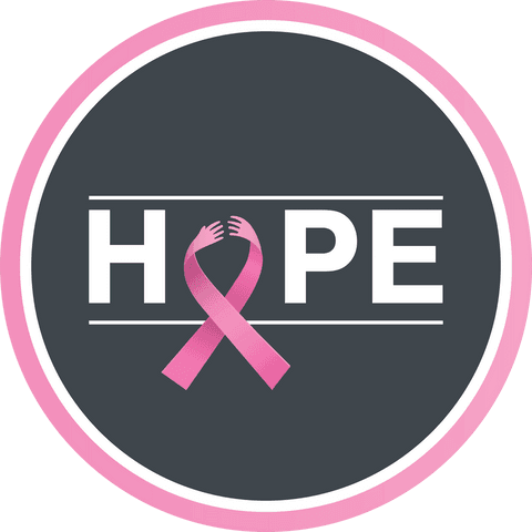 Hope Badge with Pink Ribbon on Transparent Background
