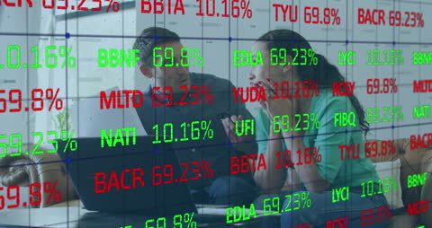 Frustrated Couple Analyzing Stock Market Data Displayed on Laptop