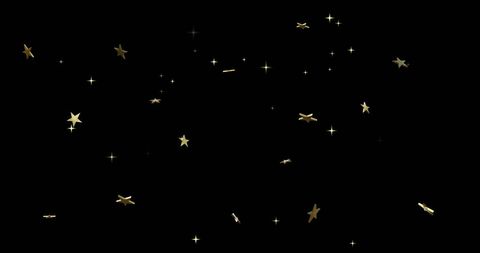 Golden Star Confetti and Twinkling Lights on Black Background