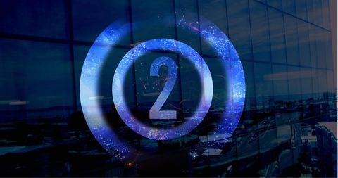 Animated Blue Countdown over Reflective Modern Glass Building - Download Free Stock Images Pikwizard.com