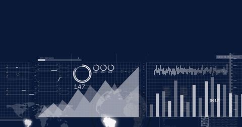 Financial Data Visualizations on Digital Interface Background