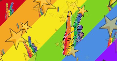 Vibrant Rainbow Hands with Stars for Pride Celebration