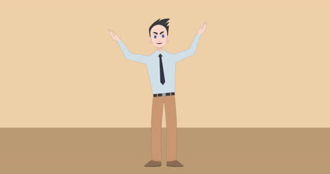 Animated Businessman Talking on Beige Background