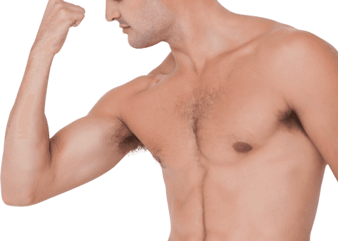 Fit Male Torso Flexing Bicep With Transparent Background