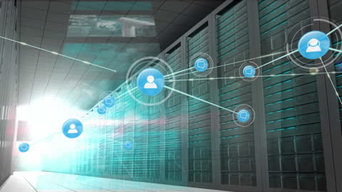 Global Network Connectivity Concept Over Server Room