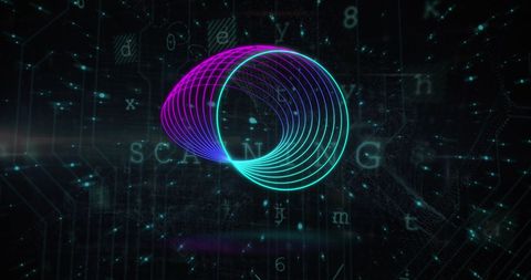 Digital Interface with Neon Circles and Data Streams - Download Free Stock Images Pikwizard.com
