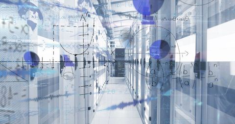 Mathematical Equations Overlay on Data Center Technology - Download Free Stock Images Pikwizard.com