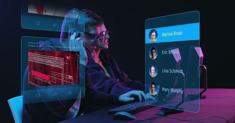 Diverse Team Engaging with Digital Interfaces and Social Media Profiles - Download Free Stock Images Pikwizard.com