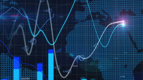 Digital Global Data Processing with World Map Background