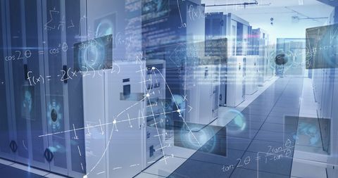 Digital data process with mathematical analytics in server room