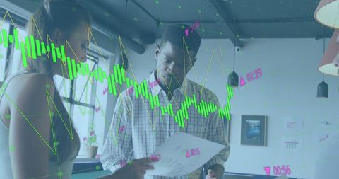 Business Analysis Meeting with Digital Data Overlay