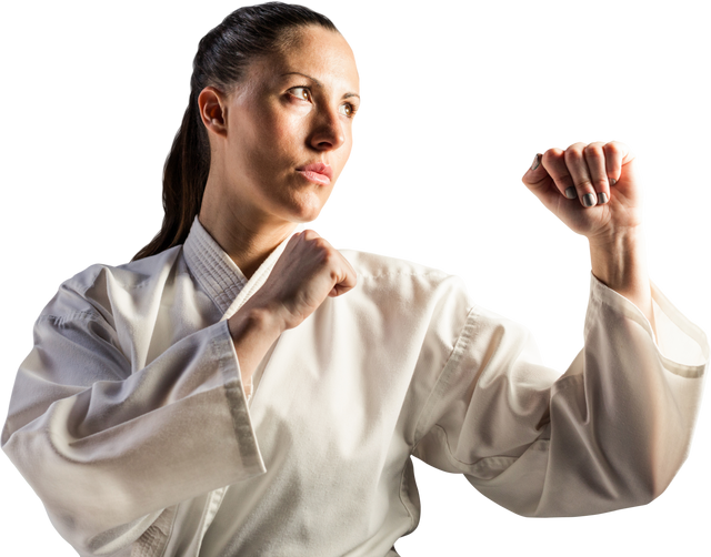 Female Karate Fighter Executing Stance in Transparent Background - Download Free Stock Videos Pikwizard.com