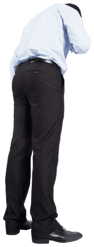 Back View of Caucasian Businessman Standing Isolated on Transparent
