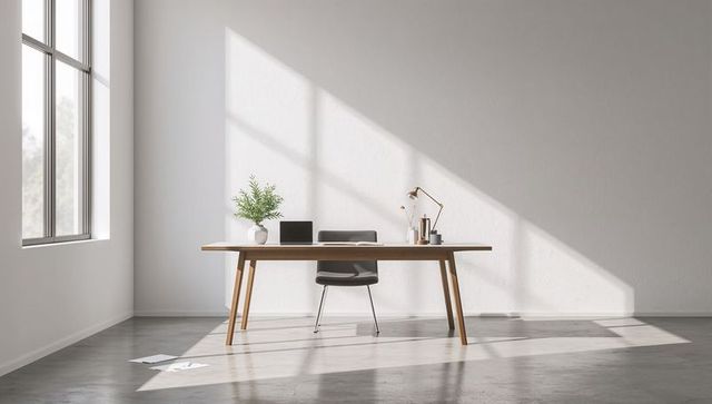 Minimalist Home Office with Natural Light and Simplistic Décor