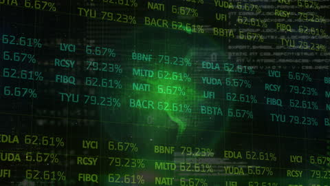 Digital Financial Data with Global Green Grid Overlay