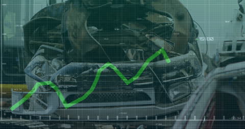 Data Processing Animation Overlay on Recycling Facility
