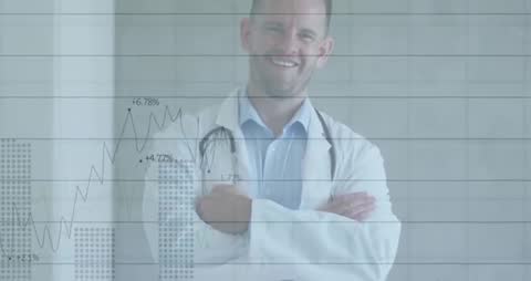 Doctor Analyzing Health Analytics Data in Clinical Environment