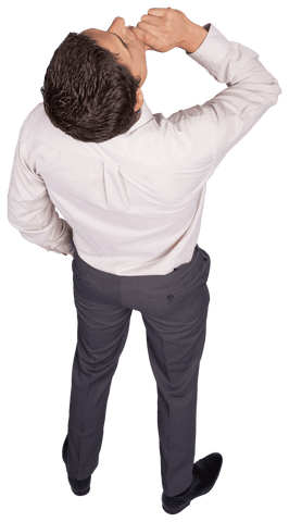 Transparent View of Businessman Standing in Thoughtful Pose