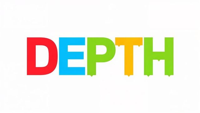 Colorful depth typography with ribbon tails minimalist bold geometric poster