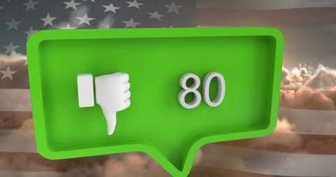 Social media voting concept with us flag and thumb down icon