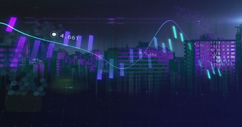 Blending Digital Data Visualizations with Modern Cityscape - Download Free Stock Images Pikwizard.com