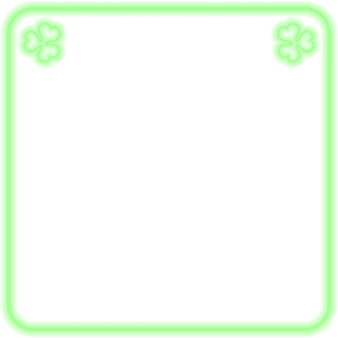 Neon green frame with clovers on transparent background