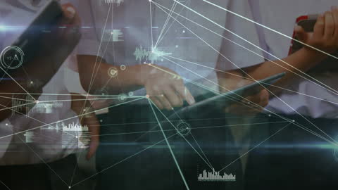 Diverse Schoolchildren Using Tablets in Networked Digital Interface