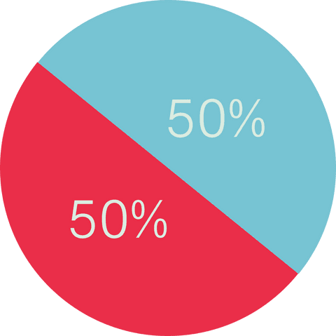 transparent 50-50 pie chart illustration with two equal sections - Download Free Stock Videos Pikwizard.com