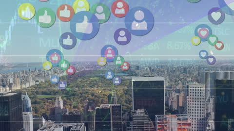 Digital Integration of Social Media Icons in Urban Cityscape