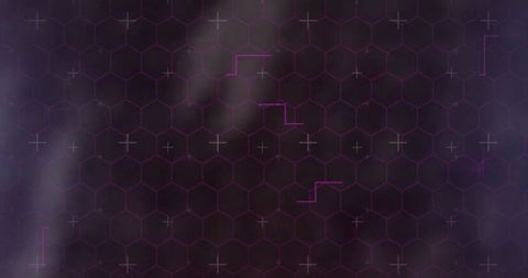 Futuristic Purple Hexagon Grid Pattern with Digital Accents