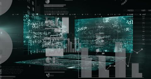 Futuristic Data Analysis Virtual Interface with Digital Graphs and Formulas - Download Free Stock Images Pikwizard.com
