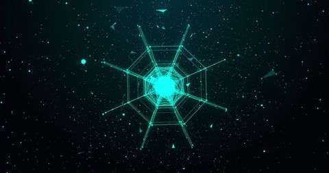 3d digital plexus structure with spinning network and glowing connections