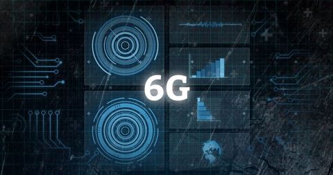 Futuristic 6G Technology Interface with Digital Network Visuals