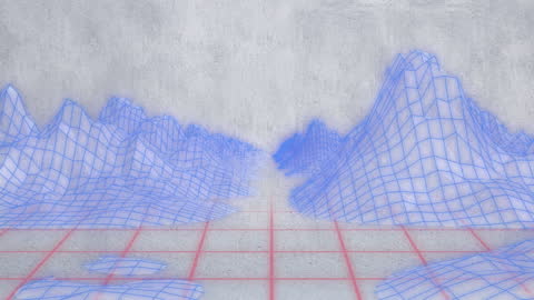 Digital Mountains with American Flag Animation Overlay