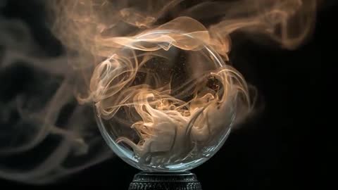 Mesmerizing Gold Smoke Spirals in a Suspended Glass Sphere