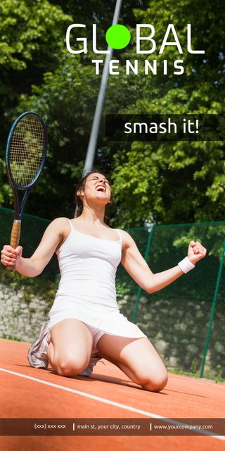 Female Tennis Player Celebrating Victory - Download Free Stock Templates Pikwizard.com