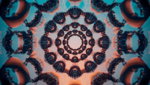 Psychedelic fractal mandala with kaleidoscopic patterns