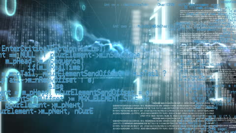 Dynamic Digital Data Stream with Futuristic Elements