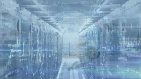 Digital Data Economy Blend with Globe and Server Room Theme