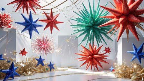 Vibrant Festive Decorations with Glittering Star Accents