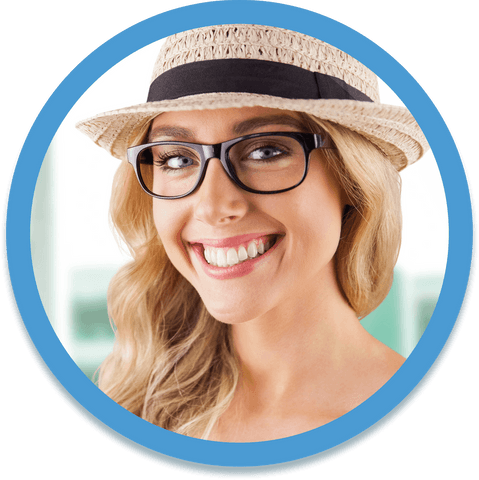 smiling young woman with glasses and stylish hat, transparent circle - Download Free Stock Videos Pikwizard.com