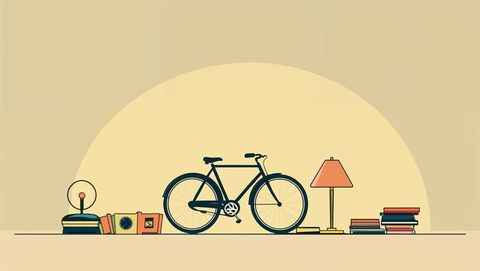 Vintage Bicycle in Retro Living Space Interior