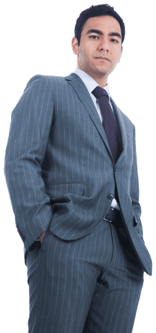Confident Biracial Businessman in Formal Suit Isolated on Transparent Background