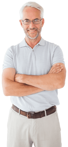 confident senior caucasian man with crossed arms on transparent background - Download Free Stock Videos Pikwizard.com